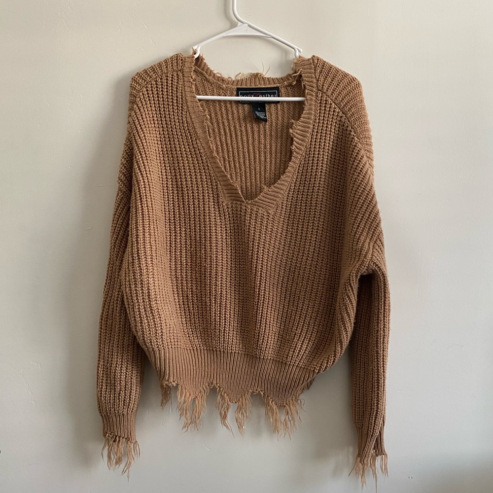 Brown Ripped Sweater